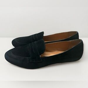 J Crew Penny Loafer Black Suede Slip On Shoes Women Sz 7.5 Preppy Academia